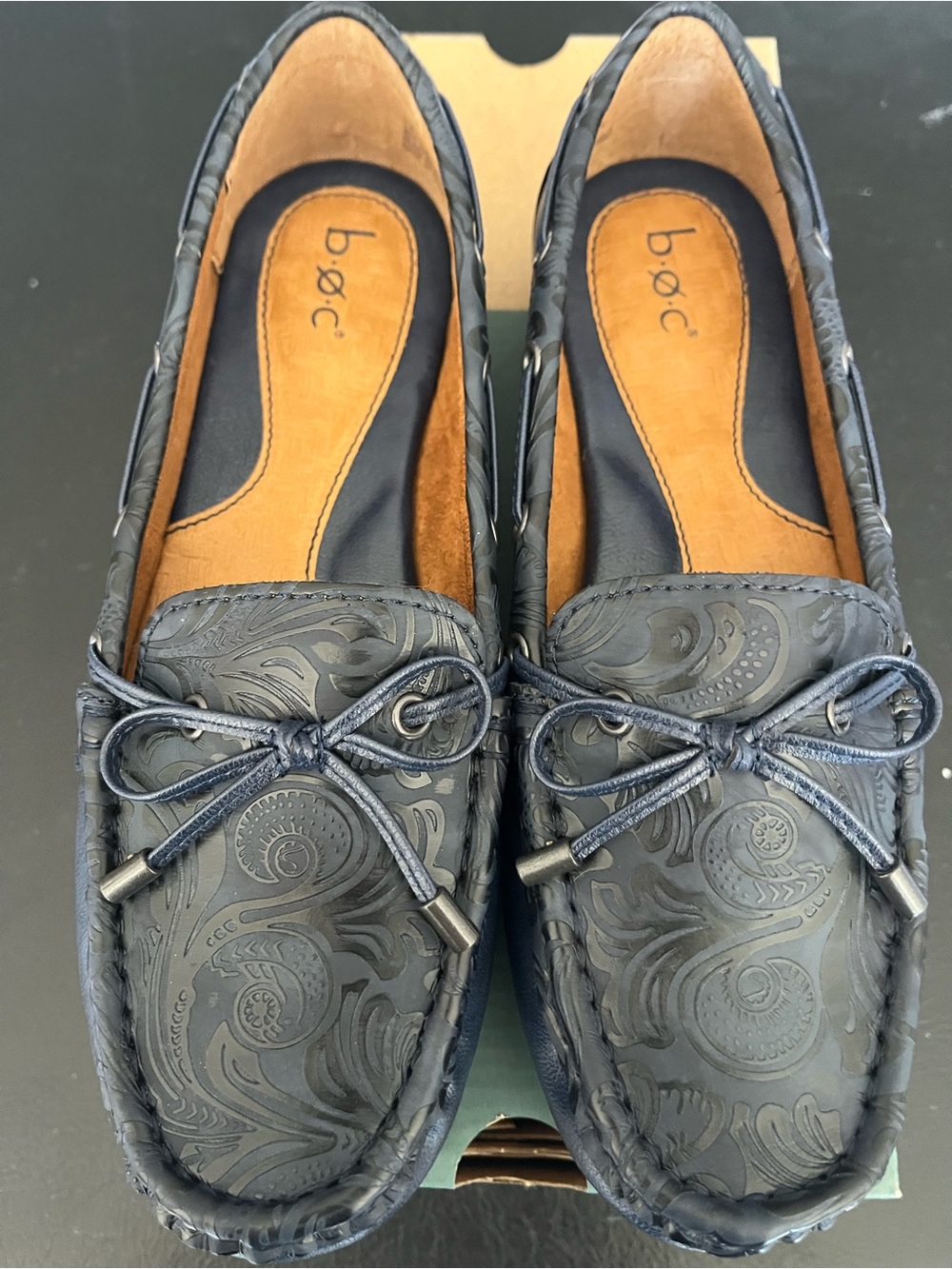 b.o.c. Navy (Ocean) Tooled Loafers NIB
